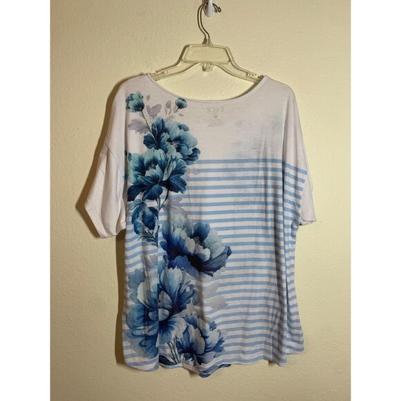 EVCR Evolution and Creation Floral Print T-Shirt Granny Casual Tee Shirt Size 2X - Picture 2 of 4